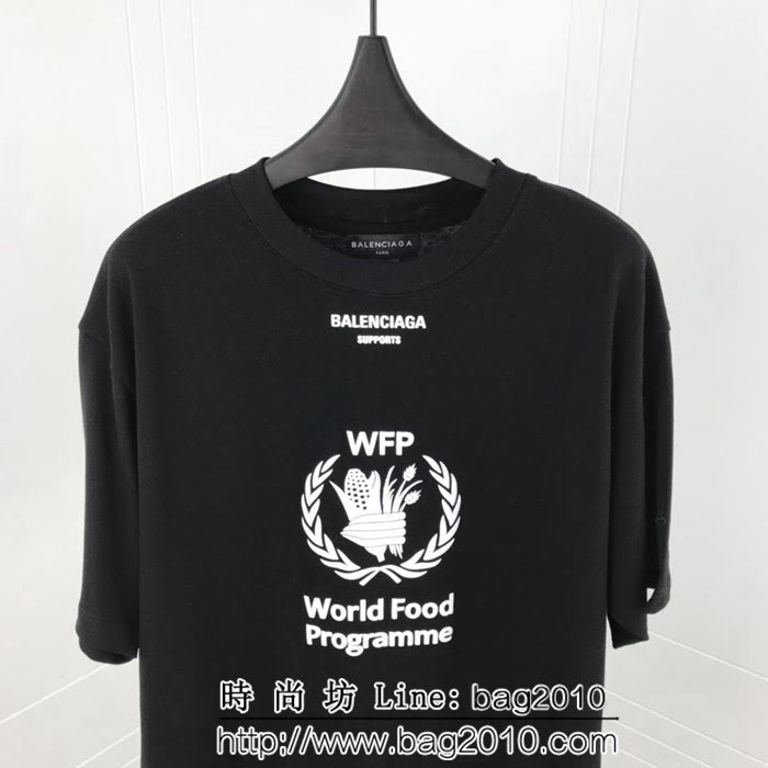 BALENCIAGA巴黎世家 新款 世界糧食計畫署 黑色T恤 情侶款 ydi1383